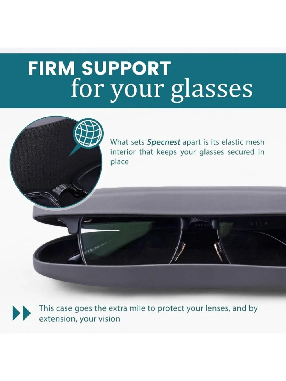 Sleek Hard Shell Eyeglasses Case - Slim Vegan Leather & Stainless Steel Design